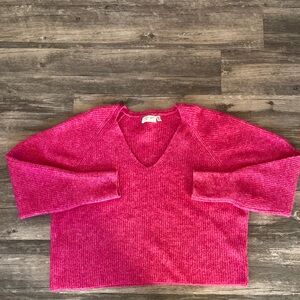 Cute hot pink knit sweater. Size L